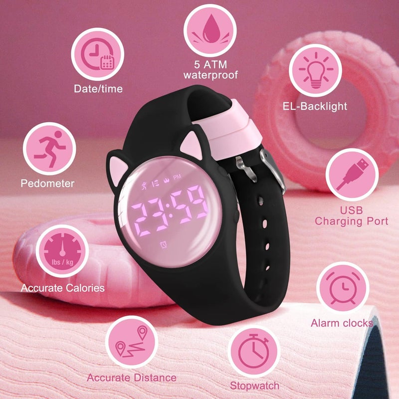 A ALPS Kids Watches for Girls Boys Digital Sport Watch with Step Counter Pedometer Vibration Alarm Clock, No App Waterproof Fitness Tracker Kids Watch Boys Girls Teens Students Ages 5-16 - Image 4
